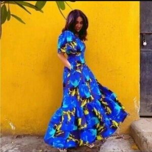 Christopher John Rogers x Target Floral Tiered Dress Blue Size 0